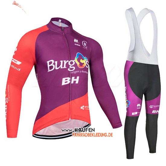 Burgos BH Langarmtrikot 2019 und Lange Tragerhose Volett Rot